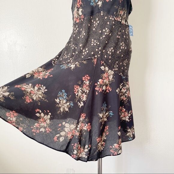 Vintage Free People Intimately Black Combo Mini Slip Dress NWT size Small - Picture 4 of 8